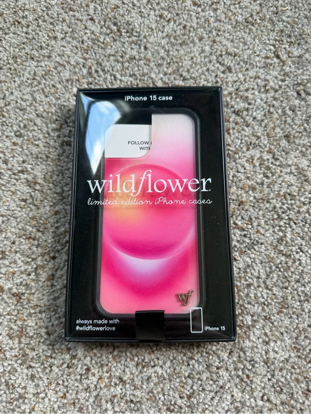 Wildflower Pink and Coral Gradient iPhone 15 Case with Black Bumper